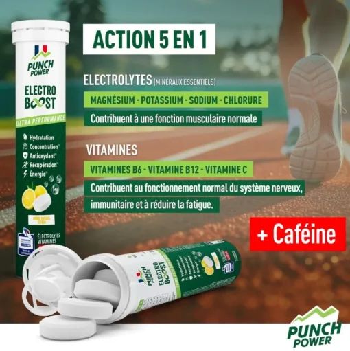 Boisson Punch Power Electroboost - Tube 20 Comprimés Citron Caféine