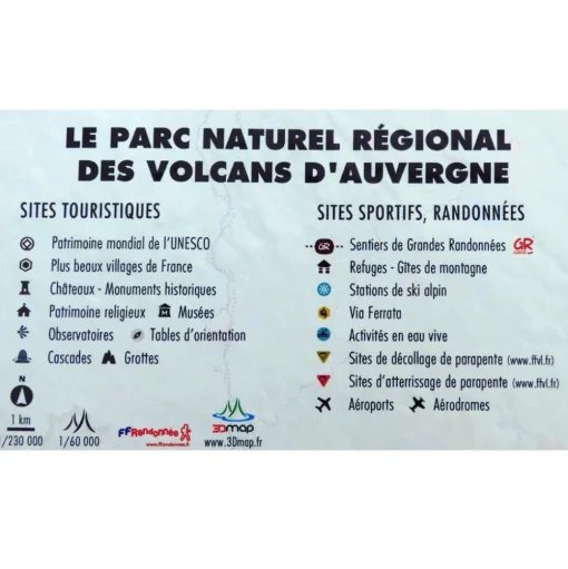 Carte 3D 3DMAP Le Parc Naturel Régional des Volcans d'Auvergne