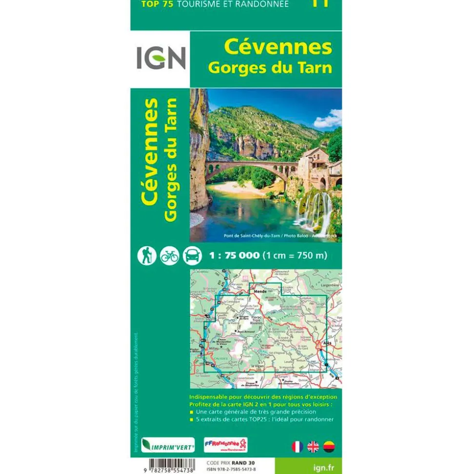 Carte IGN Cevennes Gorges du Tarn