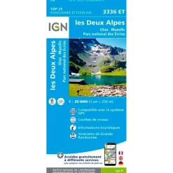 Carte IGN 3336ET les Deux Alpes, Olan, Muzelle, Parc national des Ecrins