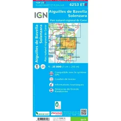 Carte IGN 4253ETR Aiguilles de Bavella, Solenzara, Parc naturel régional de Corse - Résistante