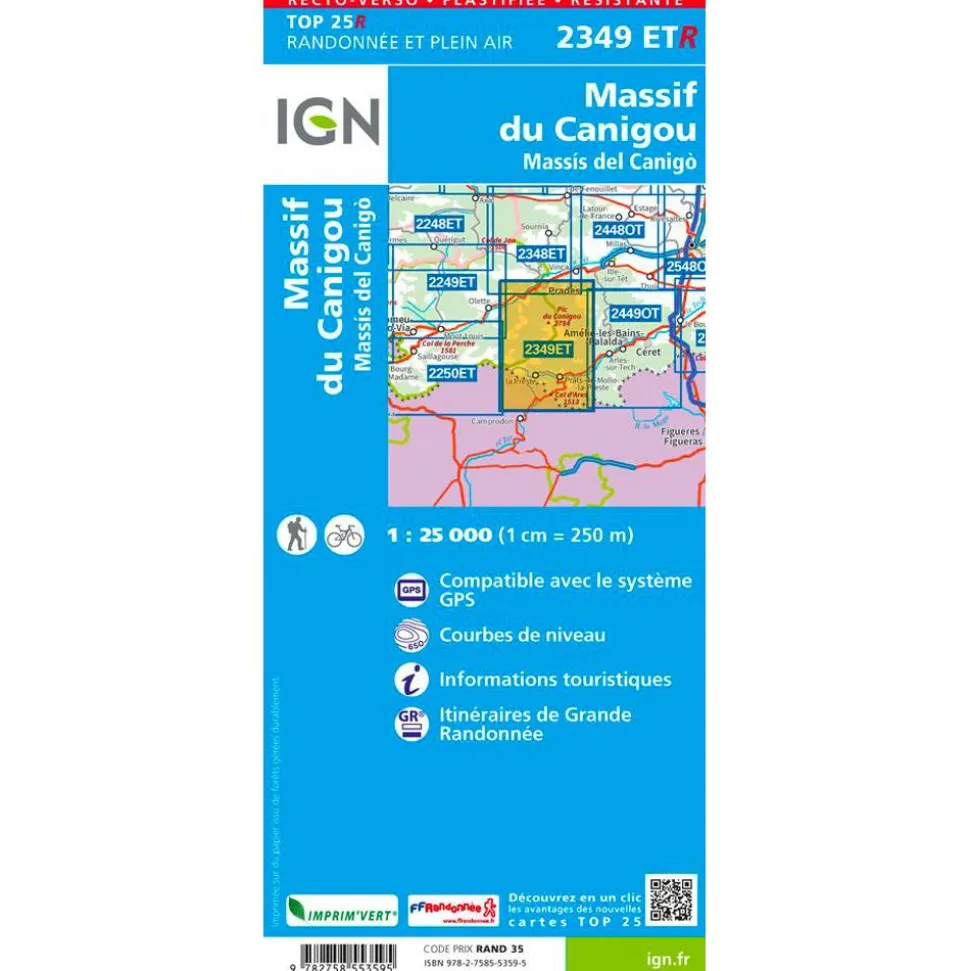 Carte IGN 2349ETR Massif du Canigou - Résistante