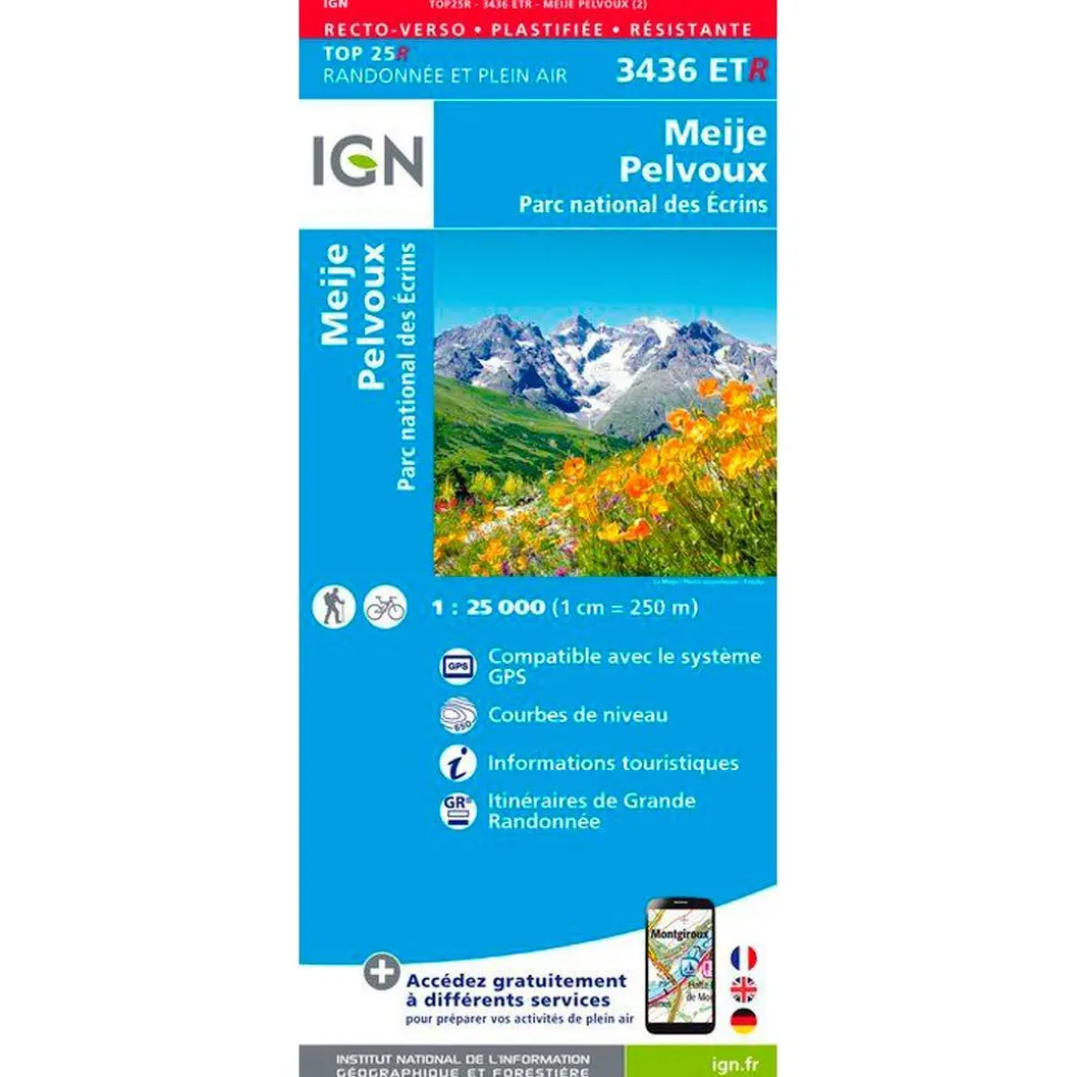 Carte IGN 3436ETR Meije, Pelvoux, Parc national des Ecrins - Résistante