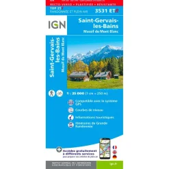 Carte IGN 3531ETR Saint-Gervais-les-Bains, Massif du Mont Blanc - Résistante