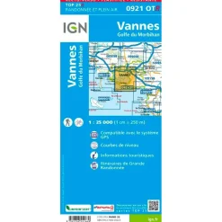 Carte IGN 0921OTR Vannes, Golfe du Morbihan - Résistante