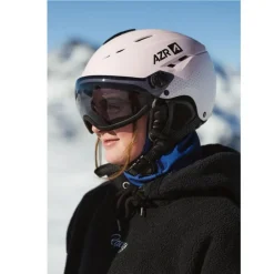 Casque visière AZR Pluton Visor Mat Rose Blanc Gris Mirror