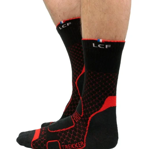 Chaussettes La Chaussette de France Trekker High Noir Rouge