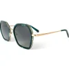 Lunettes de soleil Binocle Eyewear Agatha Shiny Gold Tortoise Emeraude Gradient Grey Polarized