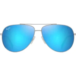 Lunettes de soleil Maui Jim Hauoli Argent Brillant Bleus Verts Bleu Hawaï MauiPure