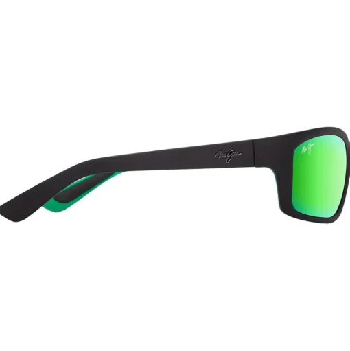 Lunettes de soleil Maui Jim Kanaio Coast Noir Mat Vert MauiGreen Minéral Superthin