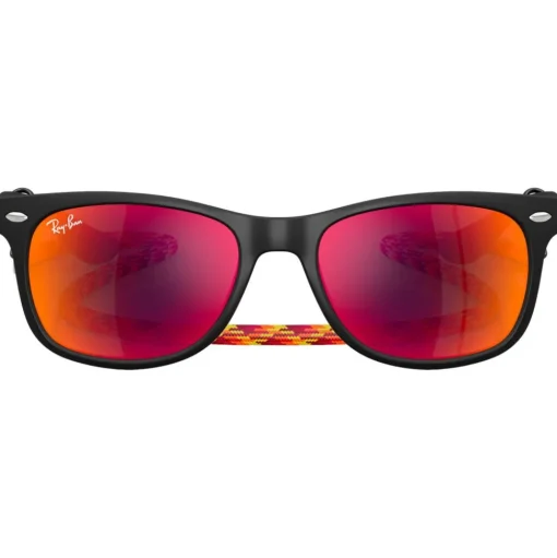 Lunettes de soleil Ray Ban New Wayfarer Kids Polished Rubber Black Brown Orange Mirror