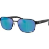 Lunettes de soleil Ray Ban RB3751CH Polished Black Chromance Grey Blue Mirror Polar
