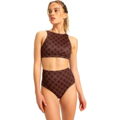 Maillot de bain Roxy Roxy Pro Wave Bas de Bikini Taille Haute Chocolate Plum Polka
