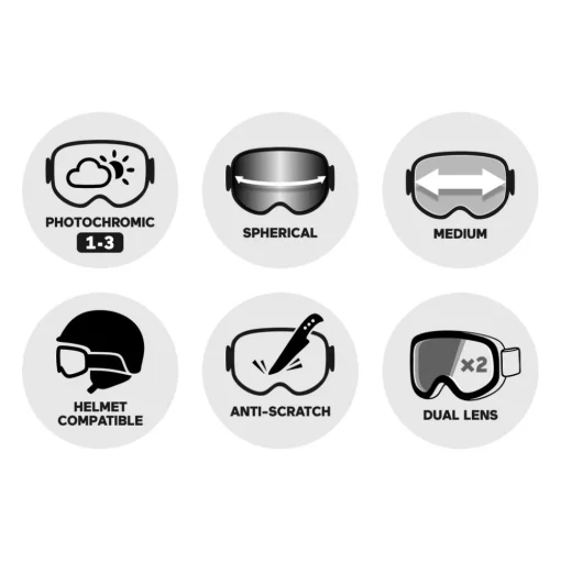 Masque de Ski Cairn Omega Black Silver Curve Photochromic