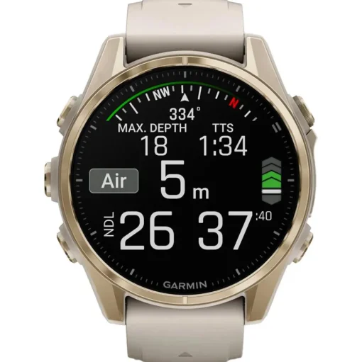 Montres GPS Garmin Fenix 8 Amoled Sapphire Soft Gold Gris Cendré Grès Foncé