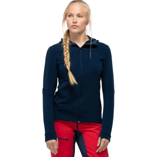 Polaire Norrona Women's Falketind Warmwool2 Stretch Zip Hood Indigo Night