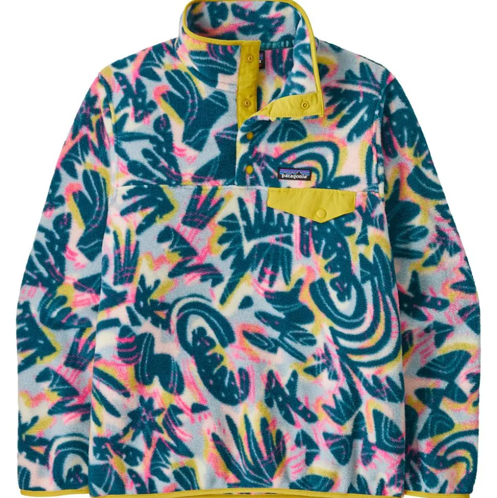 Pull Patagonia Women’s Lightweight Synchilla Snap-T Wild Botanist Tidal Teal