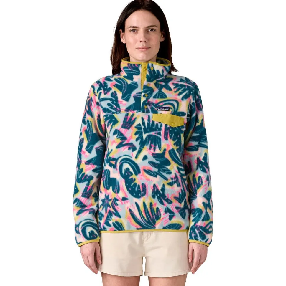 Pull Patagonia Women’s Lightweight Synchilla Snap-T Wild Botanist Tidal Teal