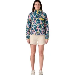 Pull Patagonia Women’s Lightweight Synchilla Snap-T Wild Botanist Tidal Teal