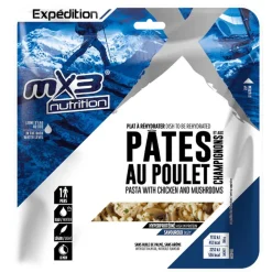 Repas Lyophilisé  MX3 Pâtes au poulet et champignons 130 g.