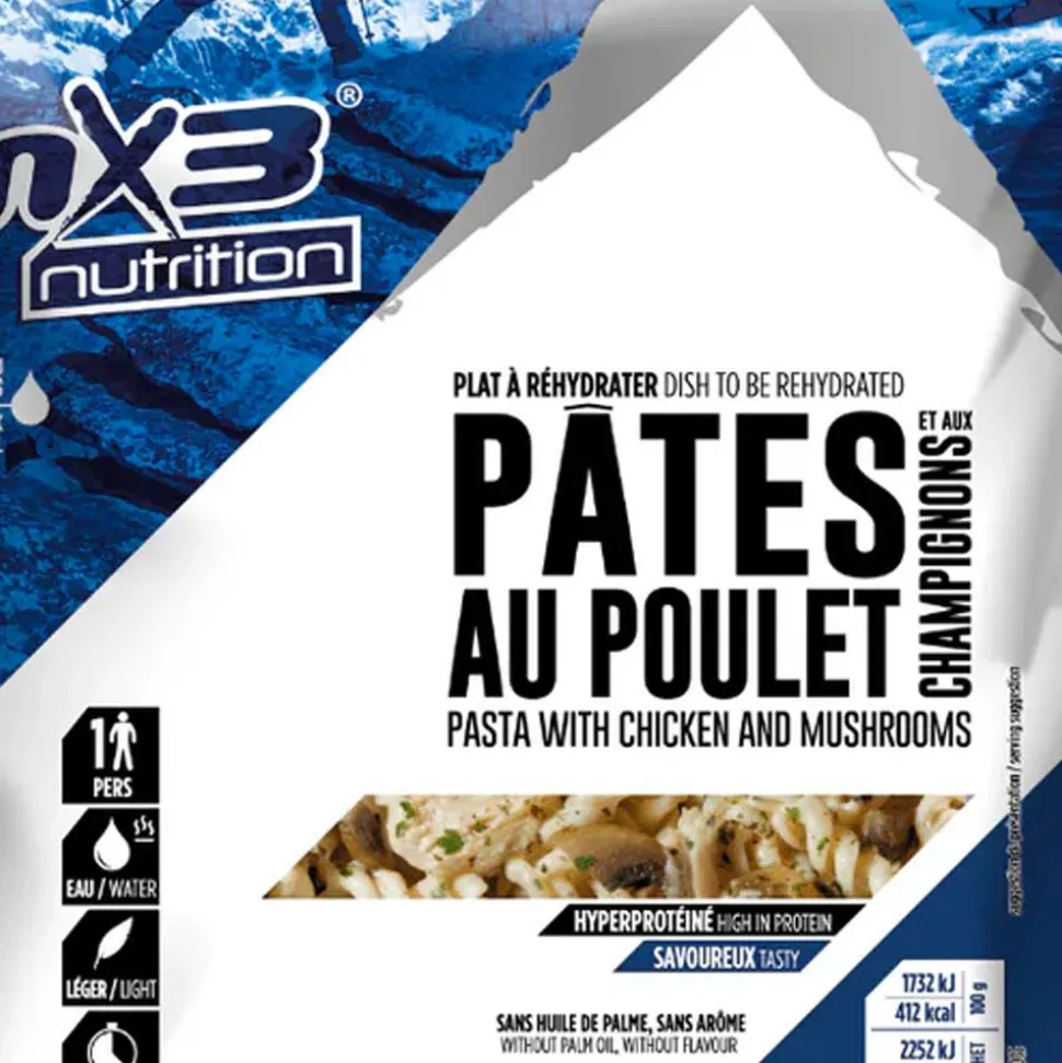 Repas Lyophilisé MX3 Pâtes au poulet et champignons 130 g.