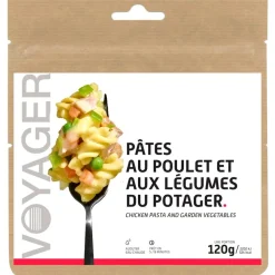 Repas Lyophilisé  Voyager Pâtes Au Poulet & Aux Légumes Du Potager 120 g.