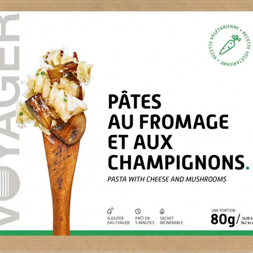 Repas Lyophilisé Voyager Pâtes Au Fromage Et Aux Champignons 80 g.
