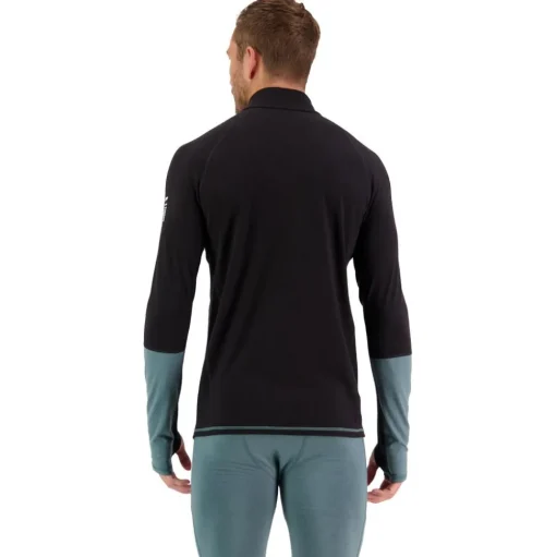Sous-vêtement technique Mons Royale Europe M's Olympus Half Zip Burnt Sage Black
