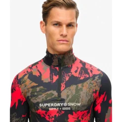 Sous-vêtement technique Superdry Base Layer Half Zip Top Volcanic Mountain Orange
