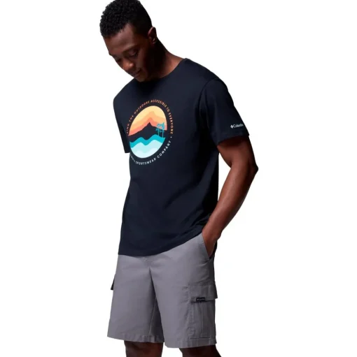 Tee-shirt de rando Columbia Path Lake Graphic Tee II Black Circular Linescape
