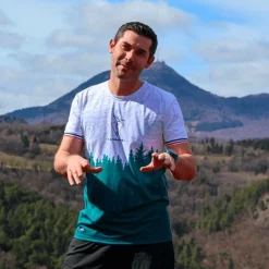 Tee-shirt de trail Le Colibri Frenchy Le Forestier Vert Blanc