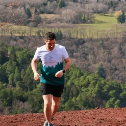 Tee-shirt de trail Le Colibri Frenchy Le Forestier Vert Blanc