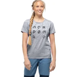 Tee-shirt Norrona 29 Cotton Slant Logo W's Drizzle Melange/Caviar