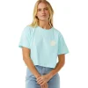 Tee-shirt Rip Curl Wettie Icon Crop Tee Sky Blue